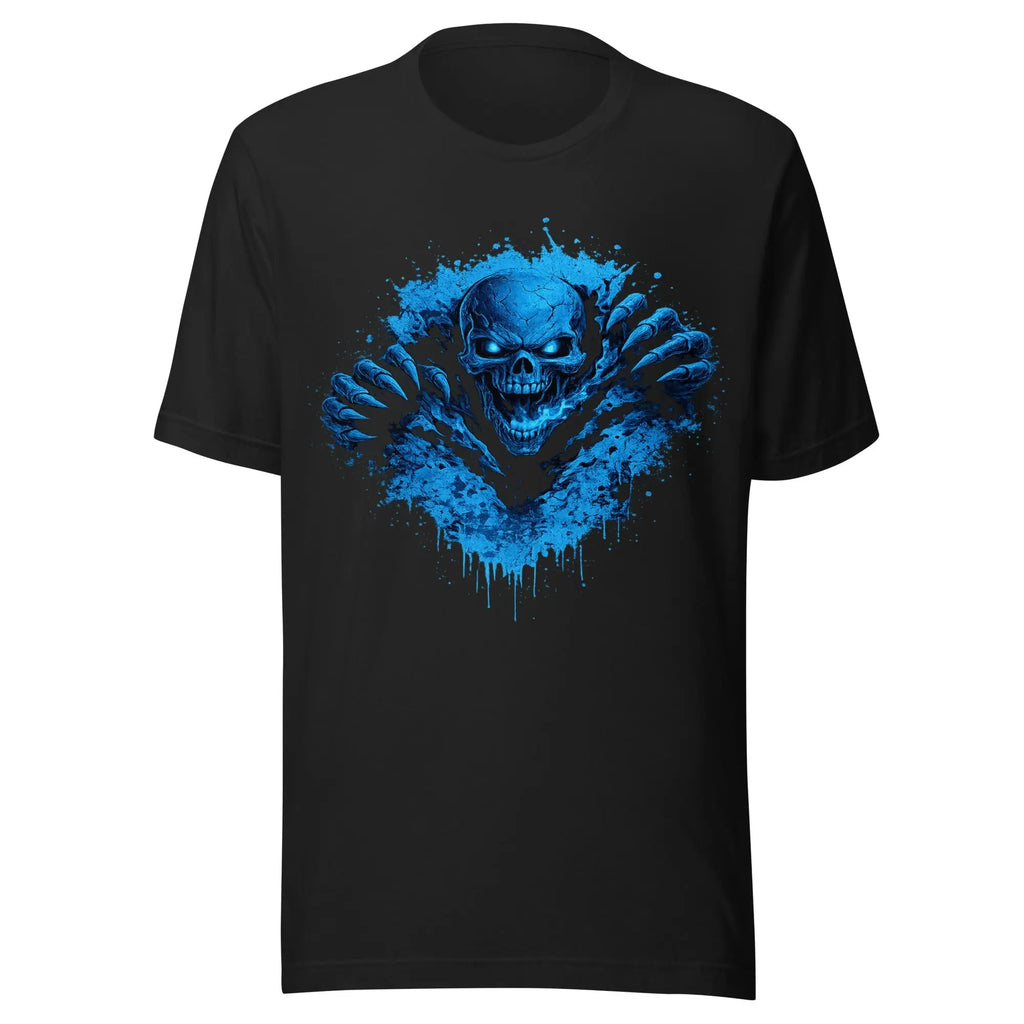 Breaking Through Blue Skull Graphic Unisex T-Shirt - RooLabzBreaking Through Blue Skull Graphic Unisex T-ShirtXSVintage BlackRooLabz
