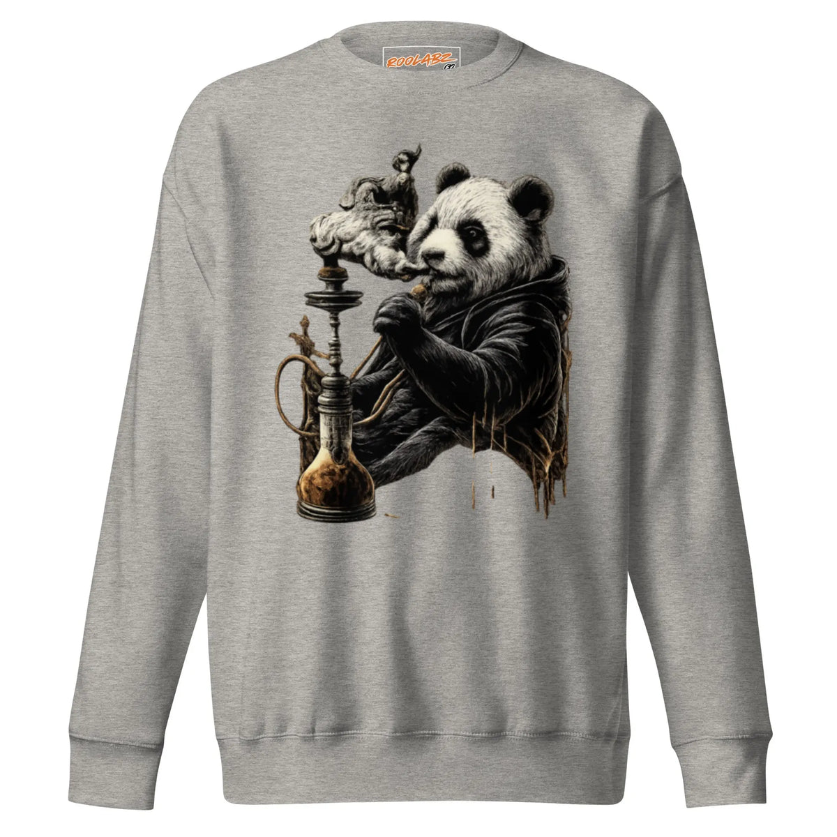 Hookah Panda Graphic Unisex Premium Sweatshirt - RooLabzHookah Panda Graphic Unisex Premium SweatshirtSBlackRooLabz