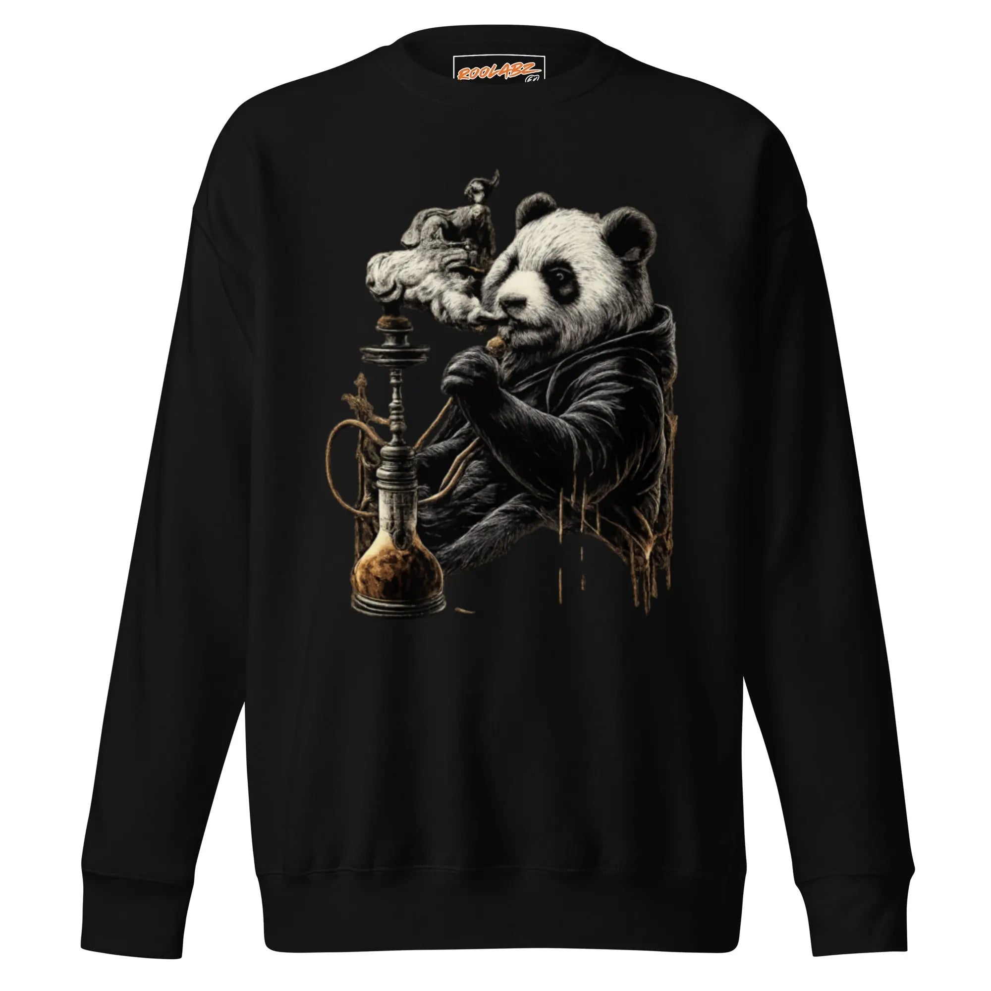Hookah Panda Graphic Unisex Premium Sweatshirt - RooLabzHookah Panda Graphic Unisex Premium SweatshirtSBlackRooLabz