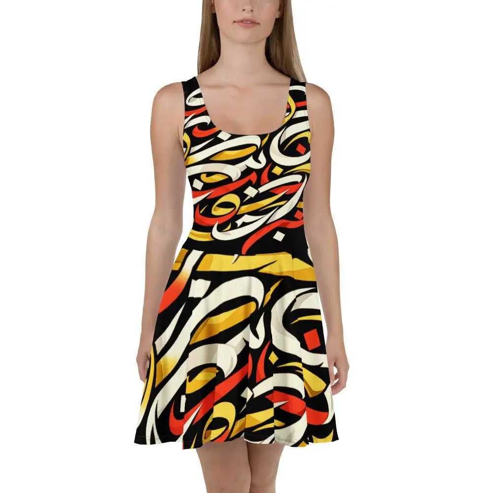 Persian Calligraphy Skater Dress - RooLabzPersian Calligraphy Skater DressXSRooLabz