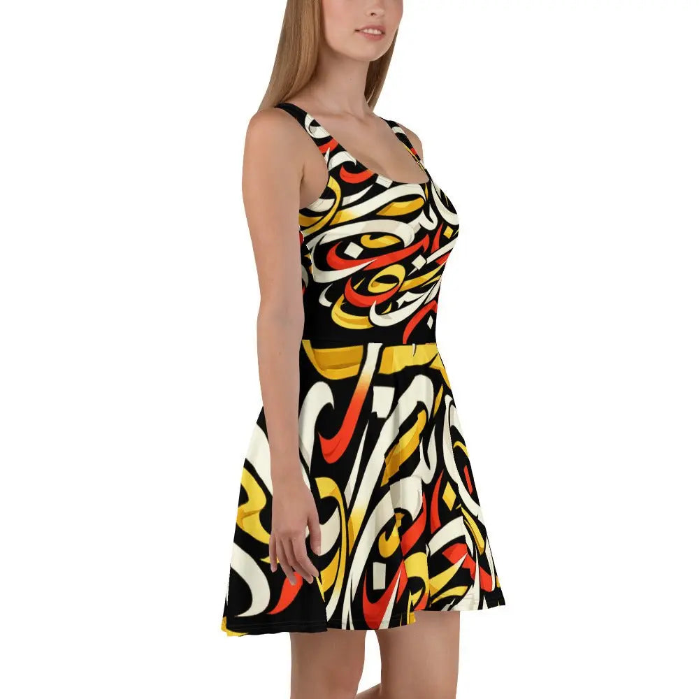 Persian Calligraphy Skater Dress - RooLabzPersian Calligraphy Skater DressXSRooLabz