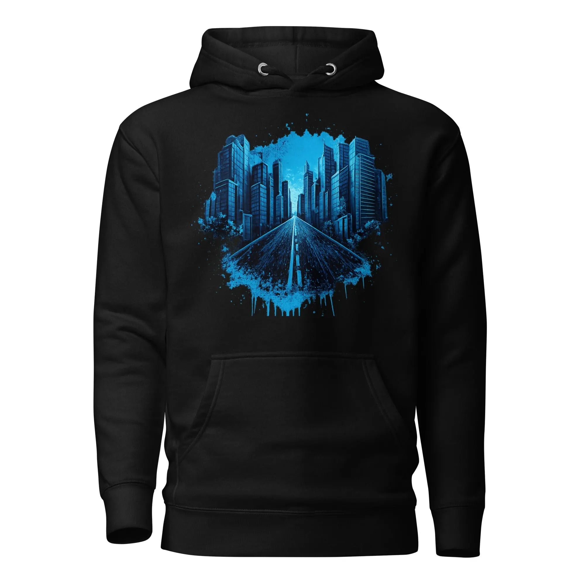 Road to the Future City Graphic Unisex Hoodie - RooLabzRoad to the Future City Graphic Unisex HoodieSBlackRooLabz