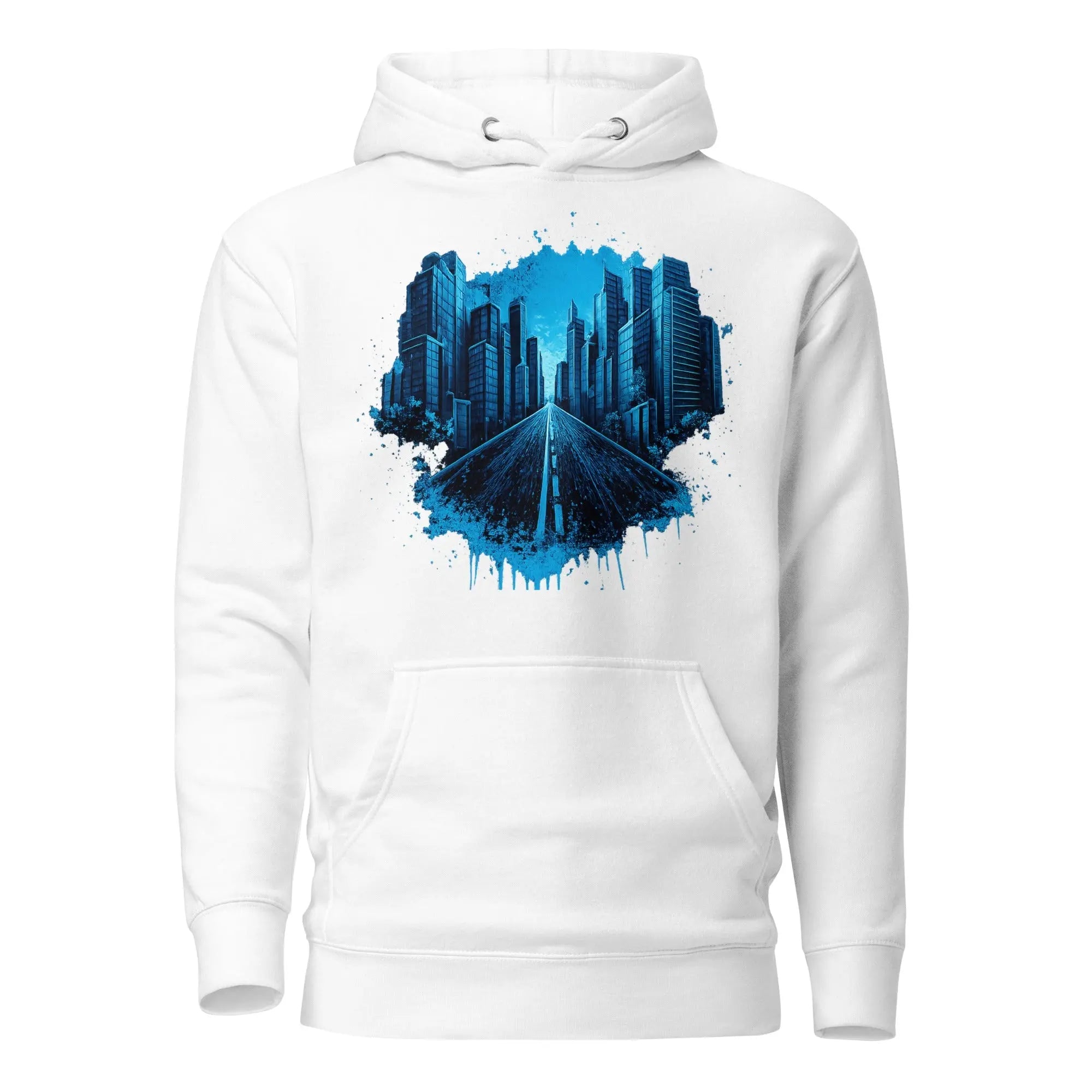 Road to the Future City Graphic Unisex Hoodie - RooLabzRoad to the Future City Graphic Unisex HoodieSWhiteRooLabz