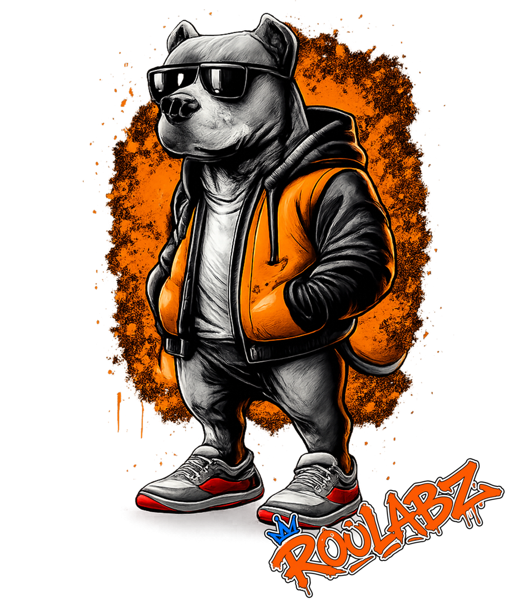 RooLabz Street character in an orange and black jacket