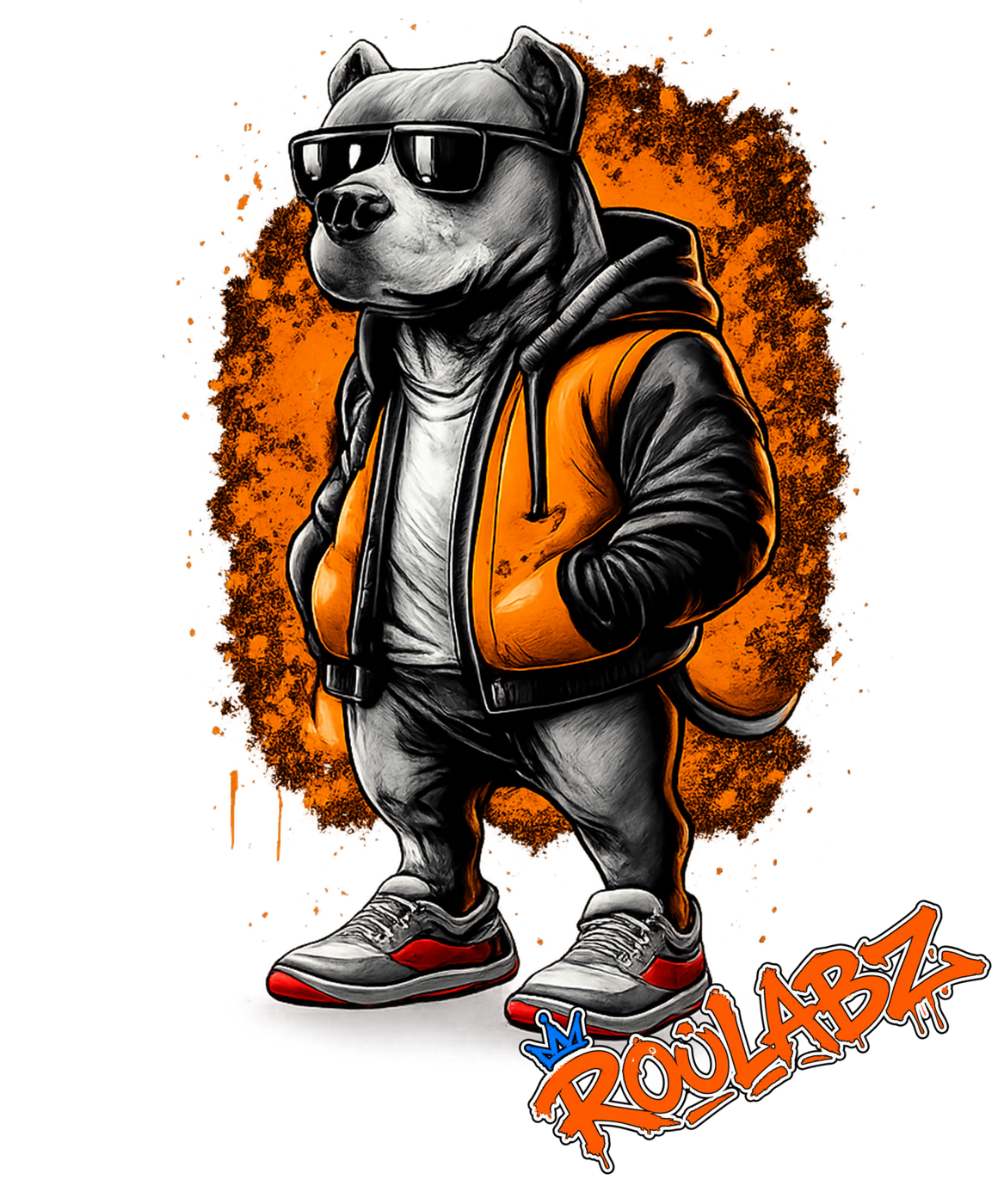 RooLabz Street character in an orange and black jacket